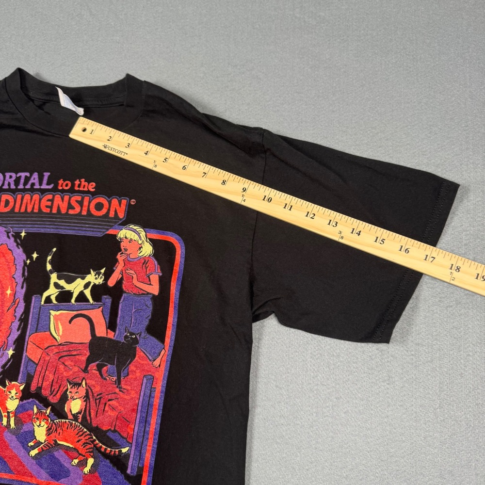 Port & Company Portal to the Cat Dimension T-Shirt Mens Large Black Graphic Tee - Picture 7 of 11